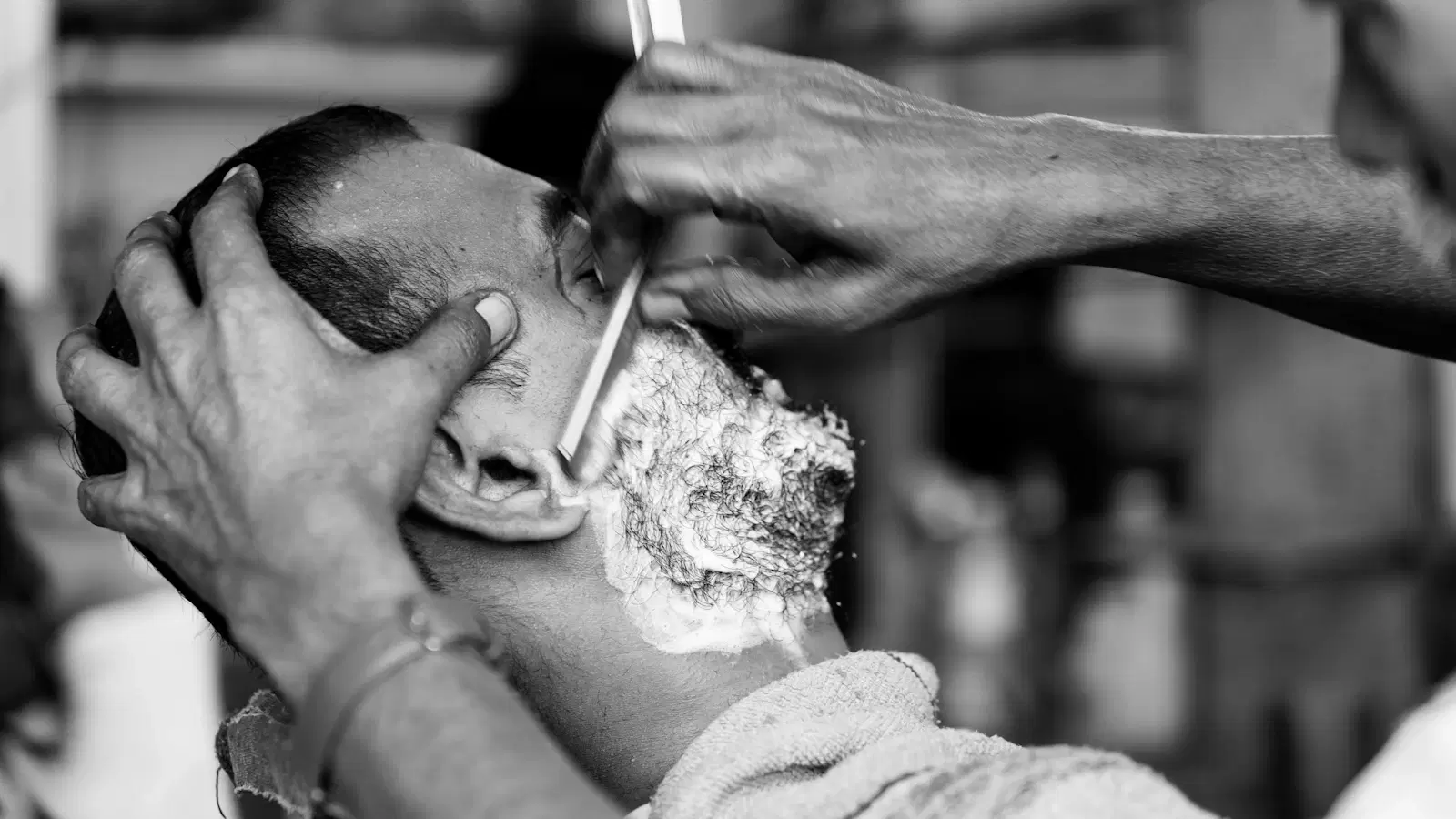 Chest and stomach shaving technique for femboys — long smooth strokes across flat zones, careful short strokes around the nipples