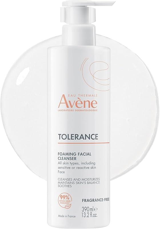 Avène Tolerance Daily Foaming Facial Cleanser, For All Skin Types Including Sensitive, Reactive Skin, Glycerin & Niacinamide Daily Use Face Wash, Fragrance-Free, Dermatologist Test