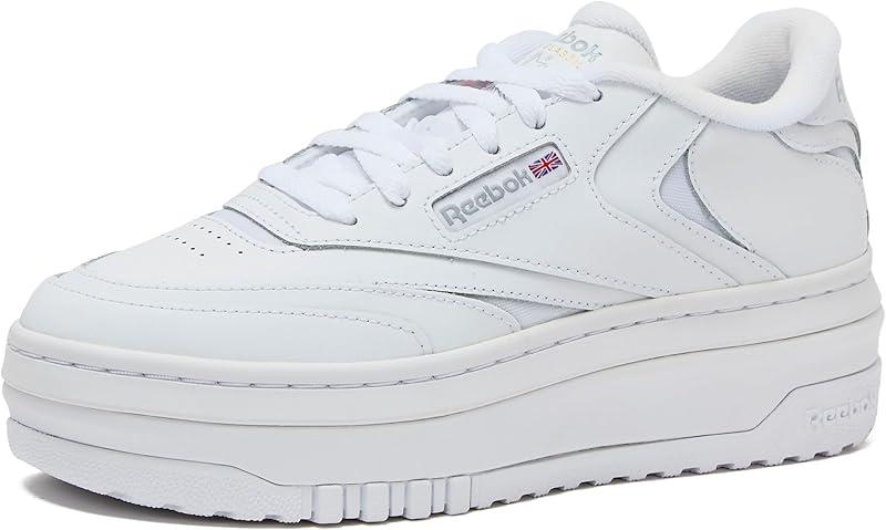 Amazon.com | Reebok Club C Extra Platform Sneakers for Women, White Casual Tennis Women's Fashion Sneakers, Womens Shoes Size 5 to 11, Ftwwht/Ftwwht/Pugry3, 9 Medium | Fashion